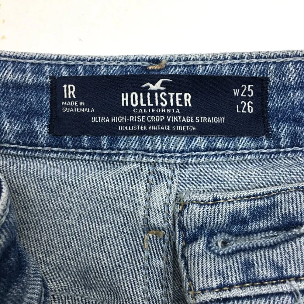 Hollister Women's Jeans High Rise Crop Distressed Button Fly size 25 length 27